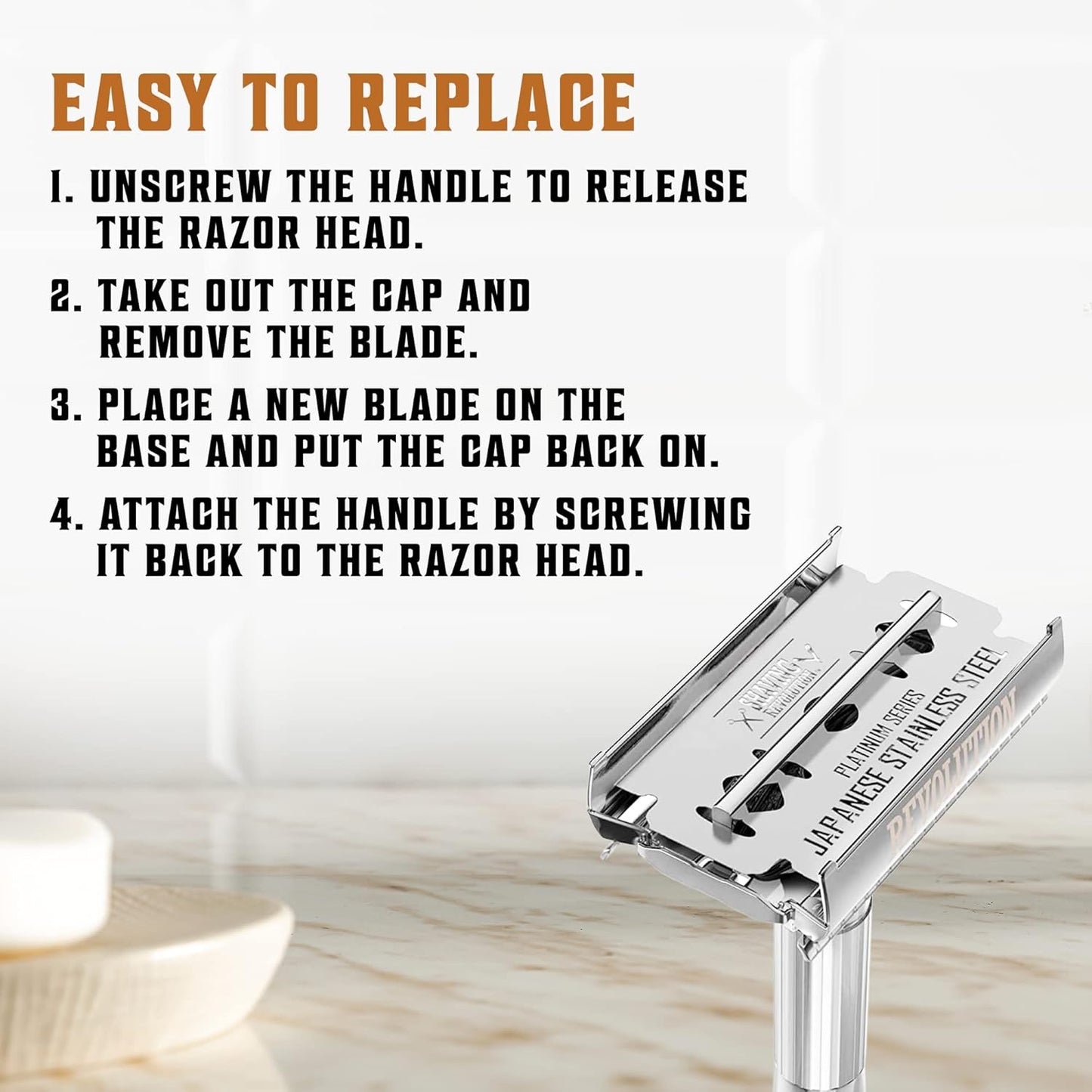 50 Count Double Edge Razor Blades - Men's Safety for Shaving Platinum Japanese Stainless Steel a Smooth, Precise and Clean Shave