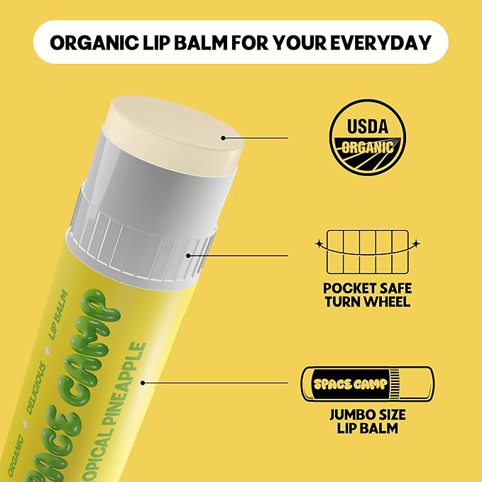 Wellness Jumbo Lip Balm - Tropical Pineapple Organic Flavored Balm (2 Pack)