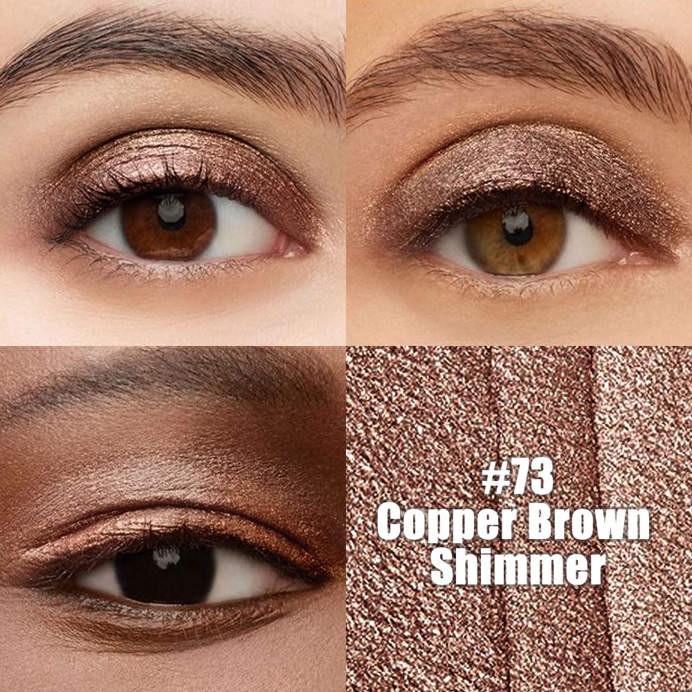 Copper Brown Shimmer Cream Eye Shadow Stick Makeup for Women, Shimmer Eyeliner Pencil Eyeshadow Brightener Stick for Eyes, Waterproof Eyeshadow Applicator Blendable sombras para ojos 73#