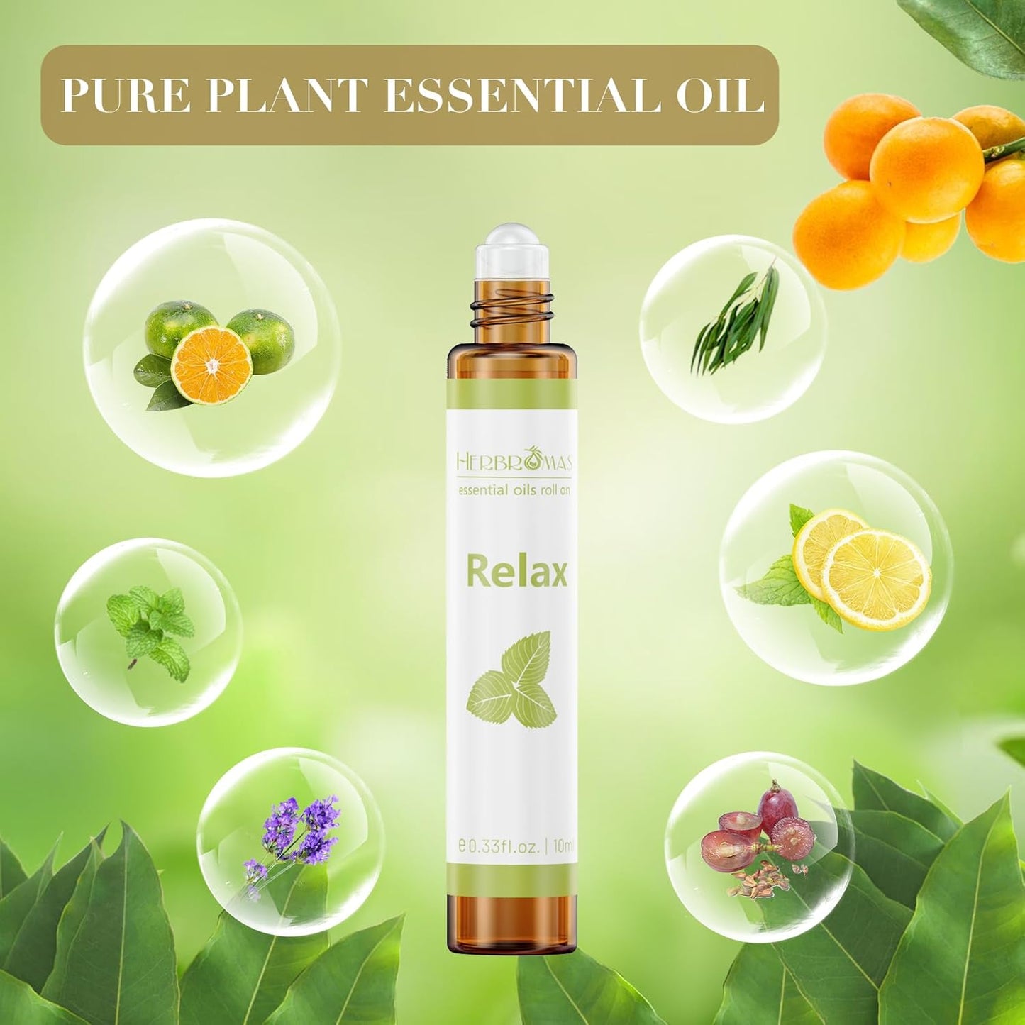 Relaxation Aromatherapy Essential Oil Roll On Gift for Women, Natural & Pure with Travel Size Roller Ball Bottle 0.33 Fl.oz. Each