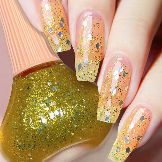 Major Dijit Quick Dry Nail Polish Glitter Yellow Summer Nail Lacquer for Nail Art Regular Nail Polish 0.41 fl oz.