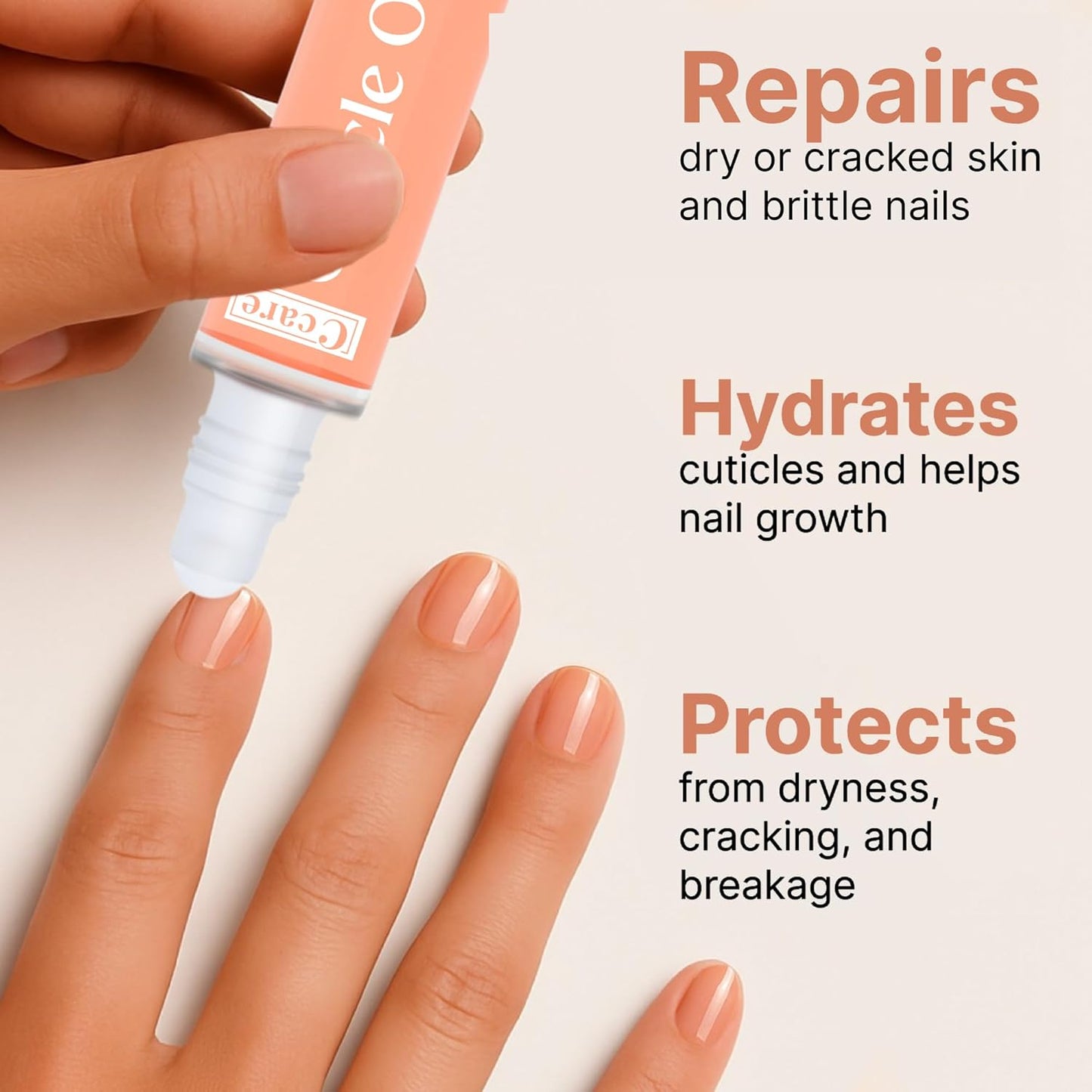 C CARE Vanilla & Sugar Roll-On Cuticle Oil | Natural Revitalizing Hydrating Nail Oil | Repaires Cuticles Overnight | For Damaged Skin And Thin Nails | Paraben Cruelty Free Formula | 10ml