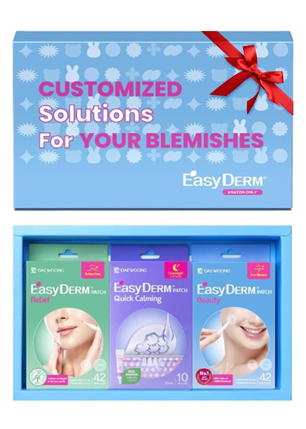 EasyDerm 3-Type Pimple Patches Gift Set, Acne care soluution, Korean Spot Patch to Cover ZitsㅣQuick Calming(10ea) + Relief(42ea) + Beauty Patches(42ea)ㅣTrendy Teen girl gifts Back to School MUST HAVE