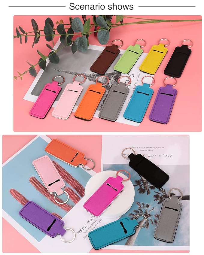 Chapstick Holder Lip Balm Sleeve Pouch Chapstick Holder With Clip Lipstick Lip Gloss Holder Stocking Stuffers Gift for Women (ten pcs)