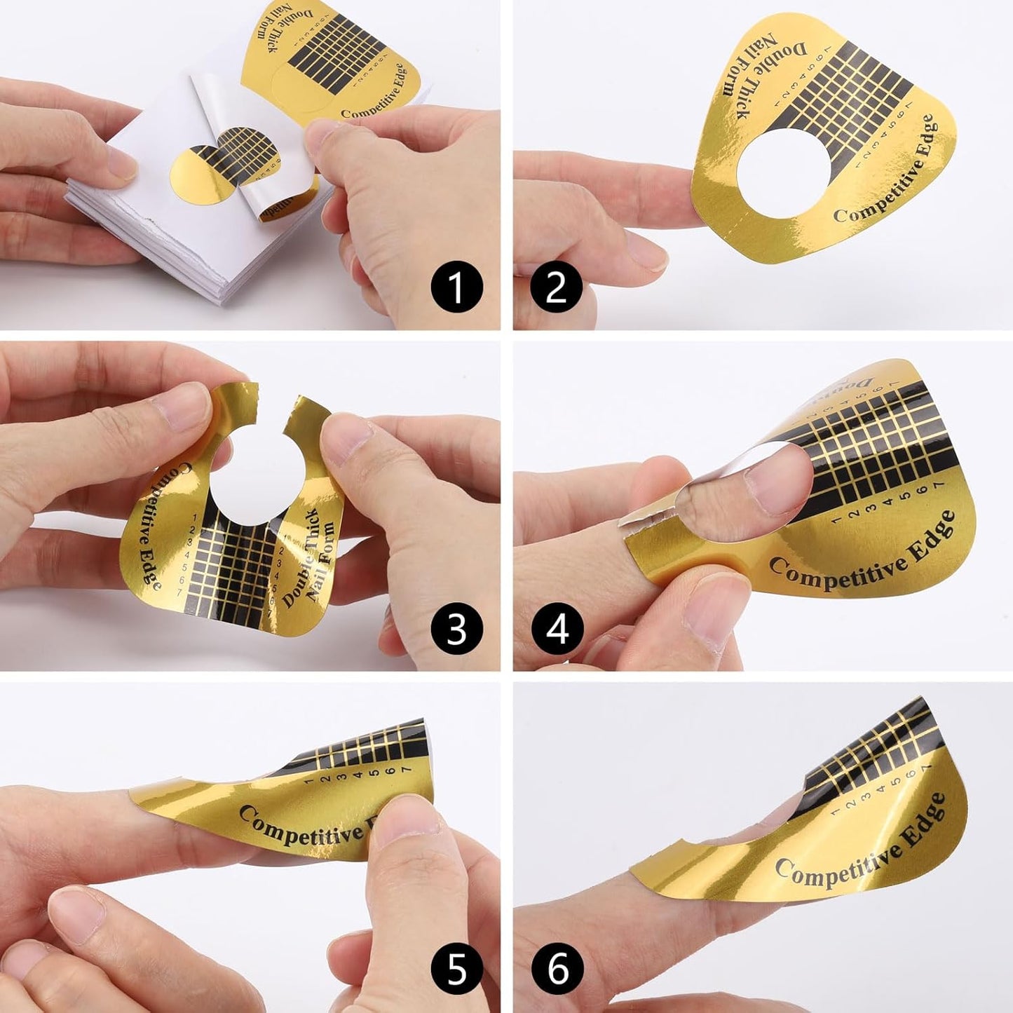 400 Pcs Nail Forms for Acrylic, Gold Horseshoe Nail Extension Stickers for Builder Gel and Poly Gel - Nail Art for Home, Salon