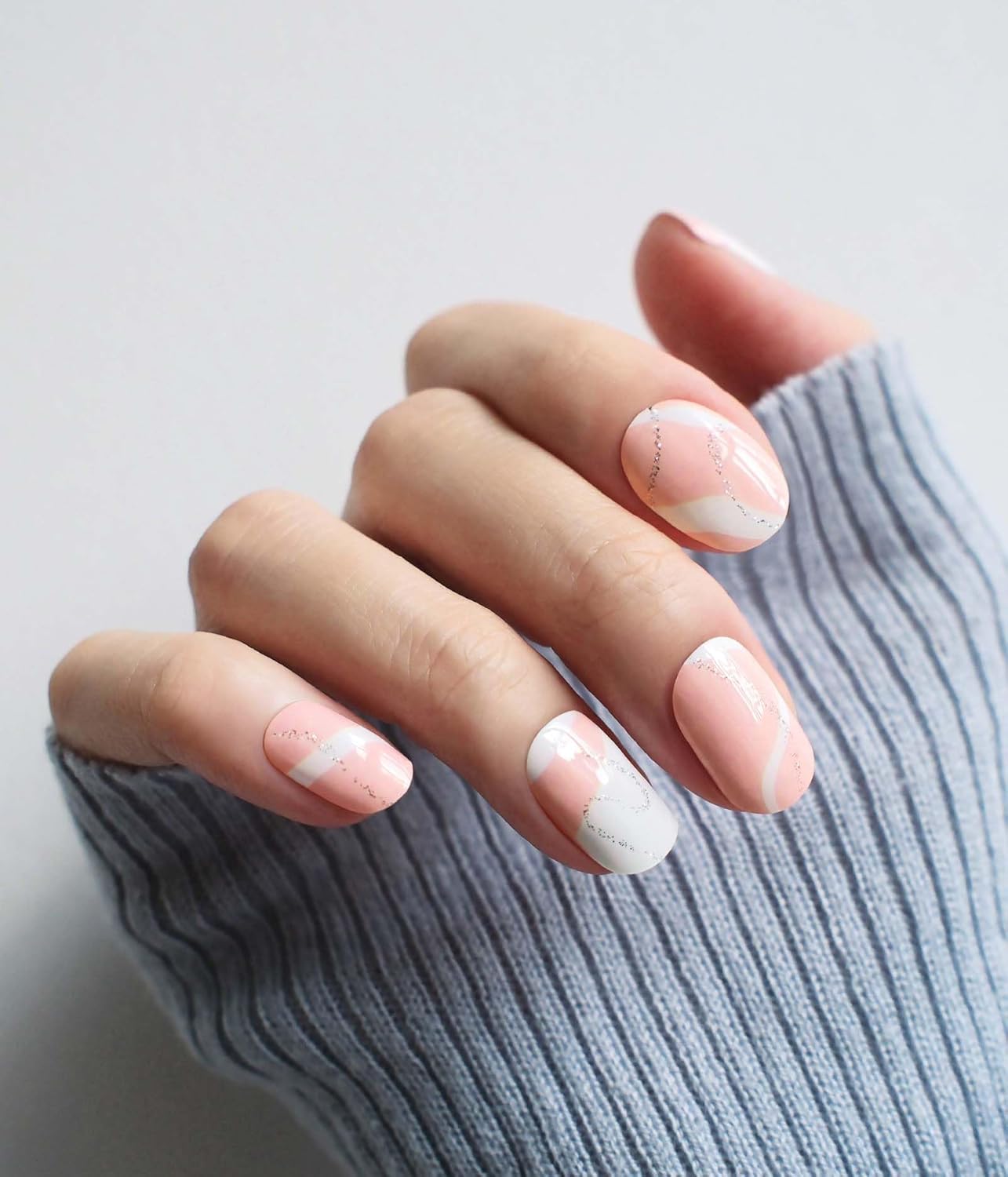 Nail Polish Strips - 22 Pcs Salon Quality Gel Nail Stickers - Long Lasting Wraps (Smoked Salmon)