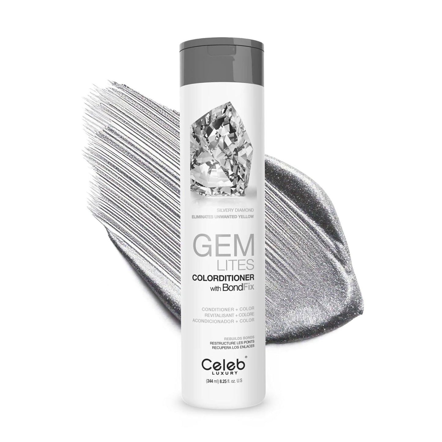 Celeb Luxury Colorwash Color Depositing Conditioner - Color Refresher , Vegan Hair Dye Mask, Bondfix Bond Rebuilder, Gem Lites Silvery Diamond