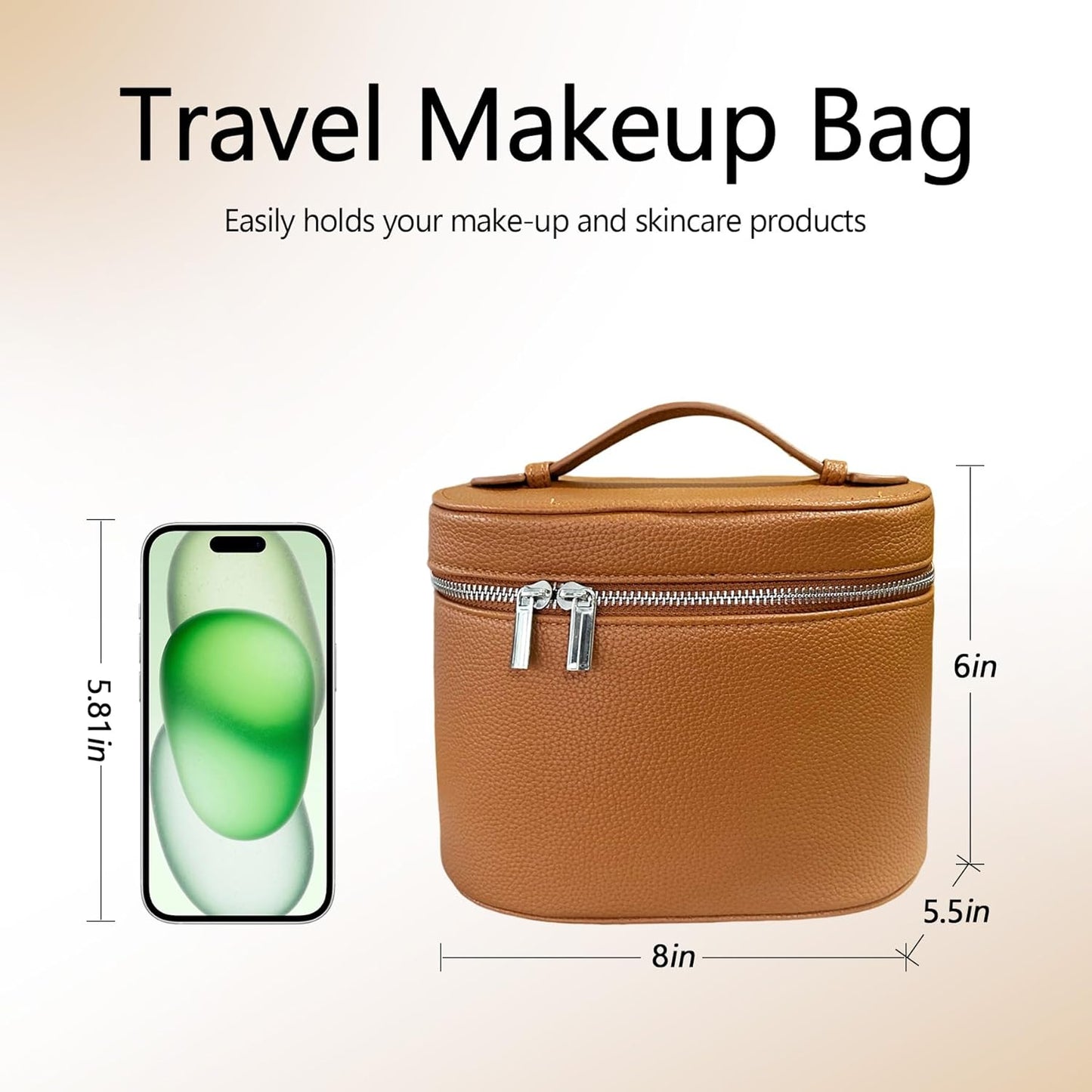Upgrade Makeup Bag Travel Toiletry Bag Portable Cosmetic Makeup Organizer Bag Detachable Compartments (Brown-retro vibes style)