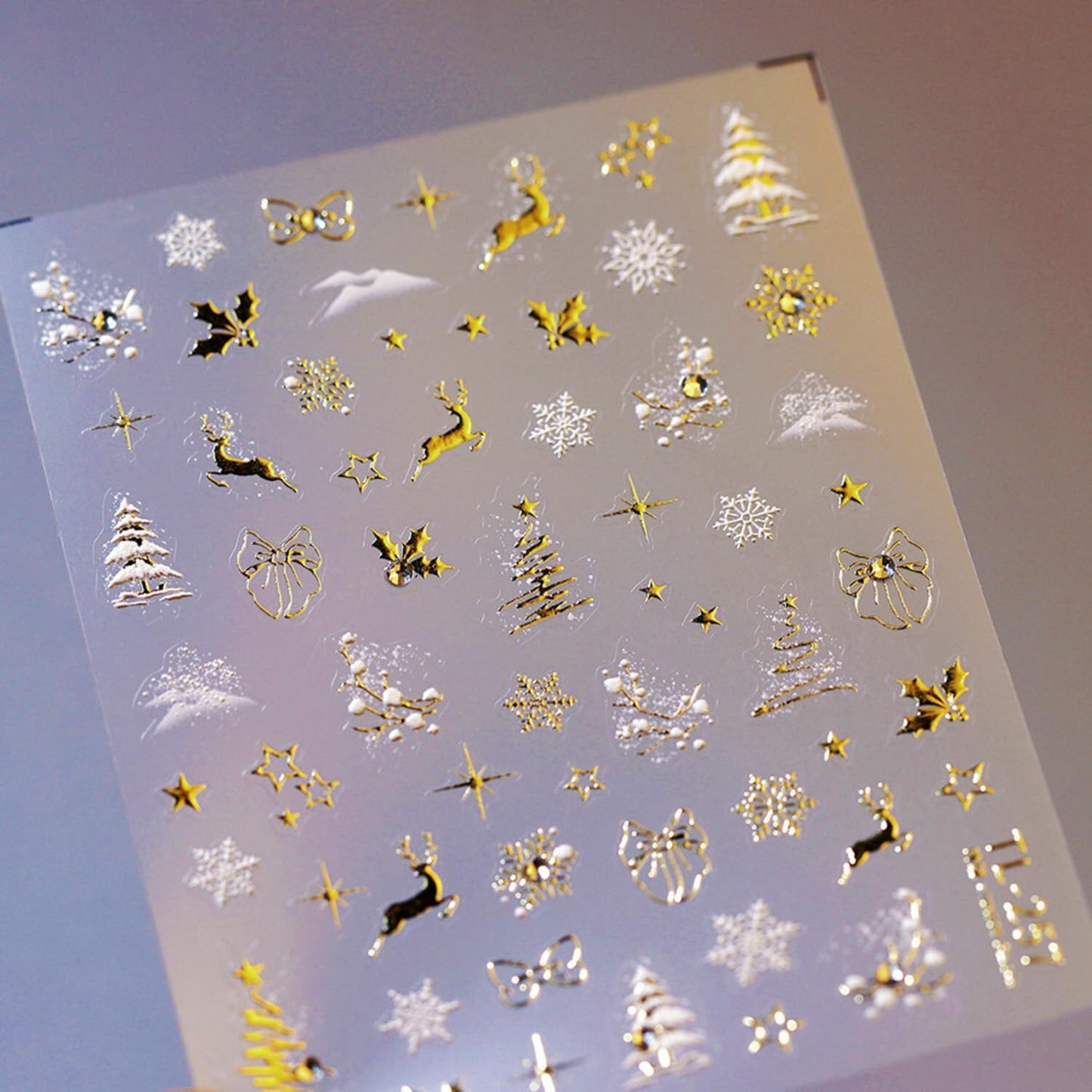 Christmas Nail Stickers for Nail Art Glitter Gold Reindeer Christmas Tree Nail Art Stickers Winter Xmas 5D Embossed Nail Decals 3D Self-Adhesive Nails Supply Manicure Sliders for Nails Decoration