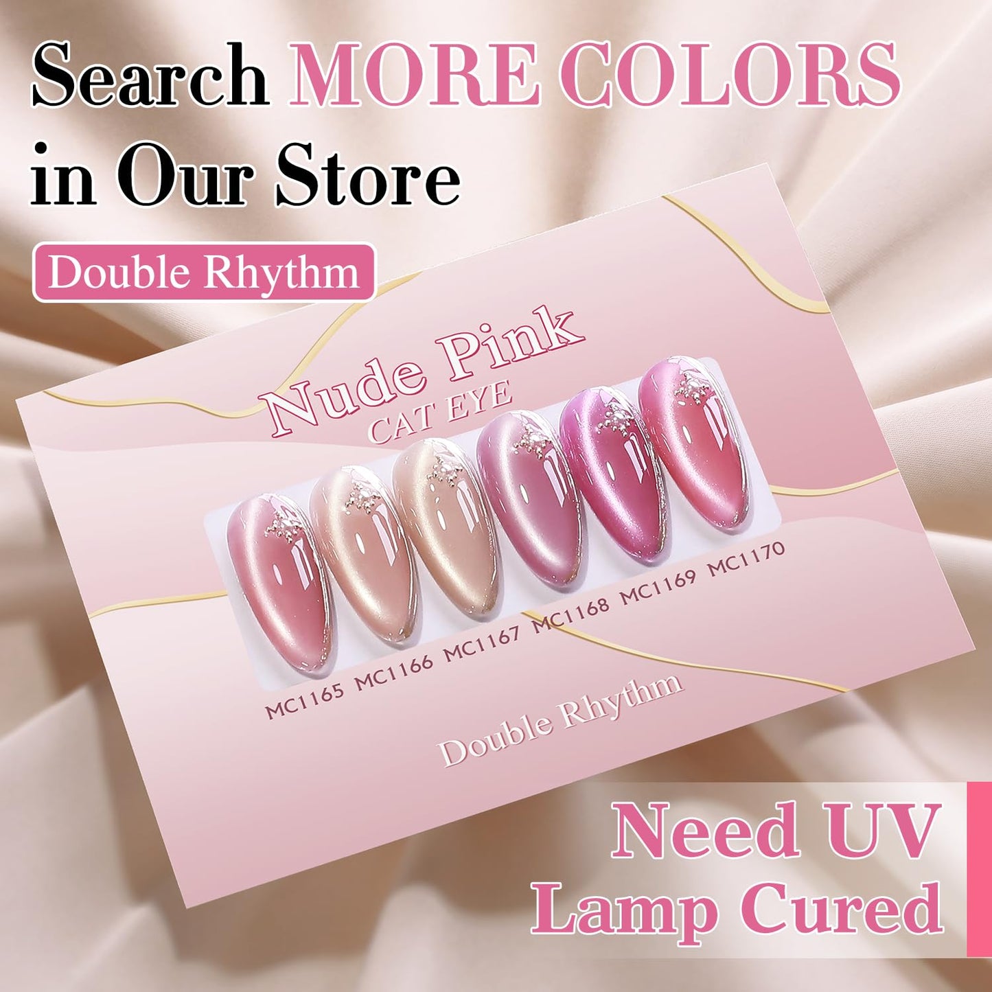 Double Rhythm 0.5 Oz Cat Eye Gel Polish with Magnet Same Color Same Bottle Holographic Glitter Shimmer Translucent Color Salon 15 ML Magnetic Nail Art (Lilac Pink-MC1168)