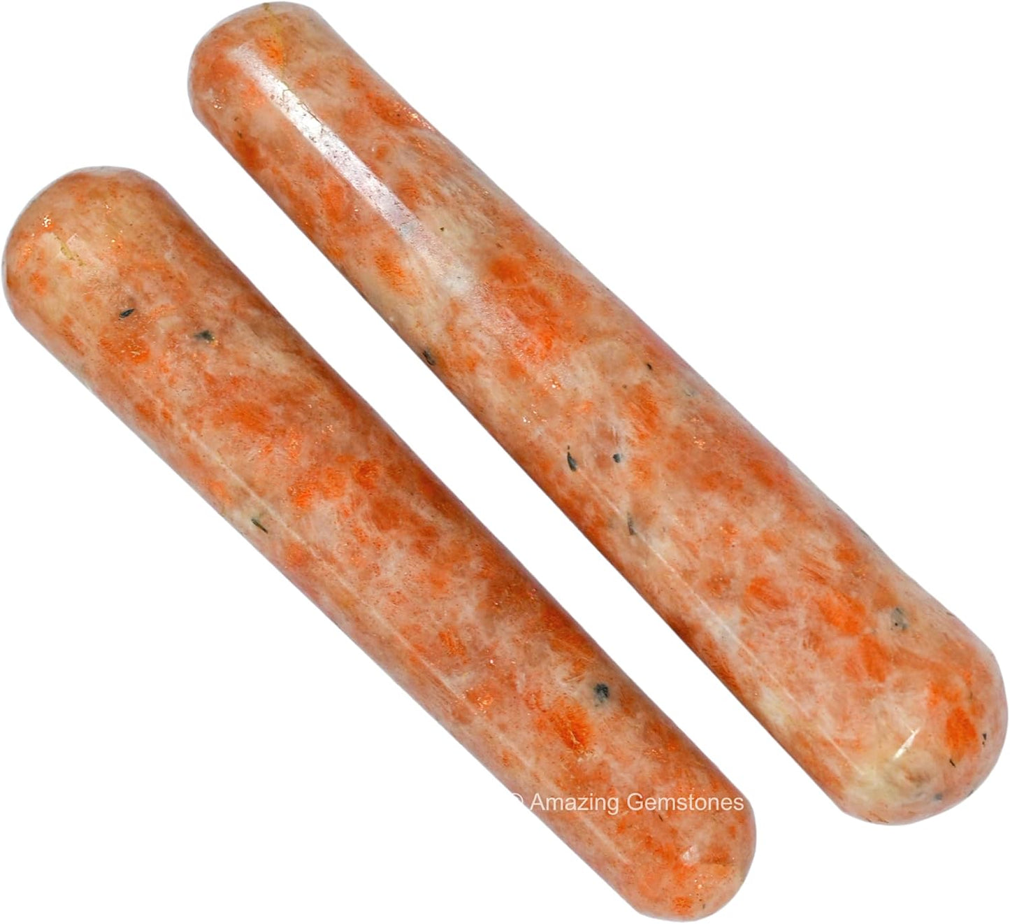 Amazing Gemstone Sunstone Crystal Wand Massage Stick - Pelvic Wand Gua Sha for Adults - Crystals and Healing Stones Massage Wands for Adults Gifts (Smooth)