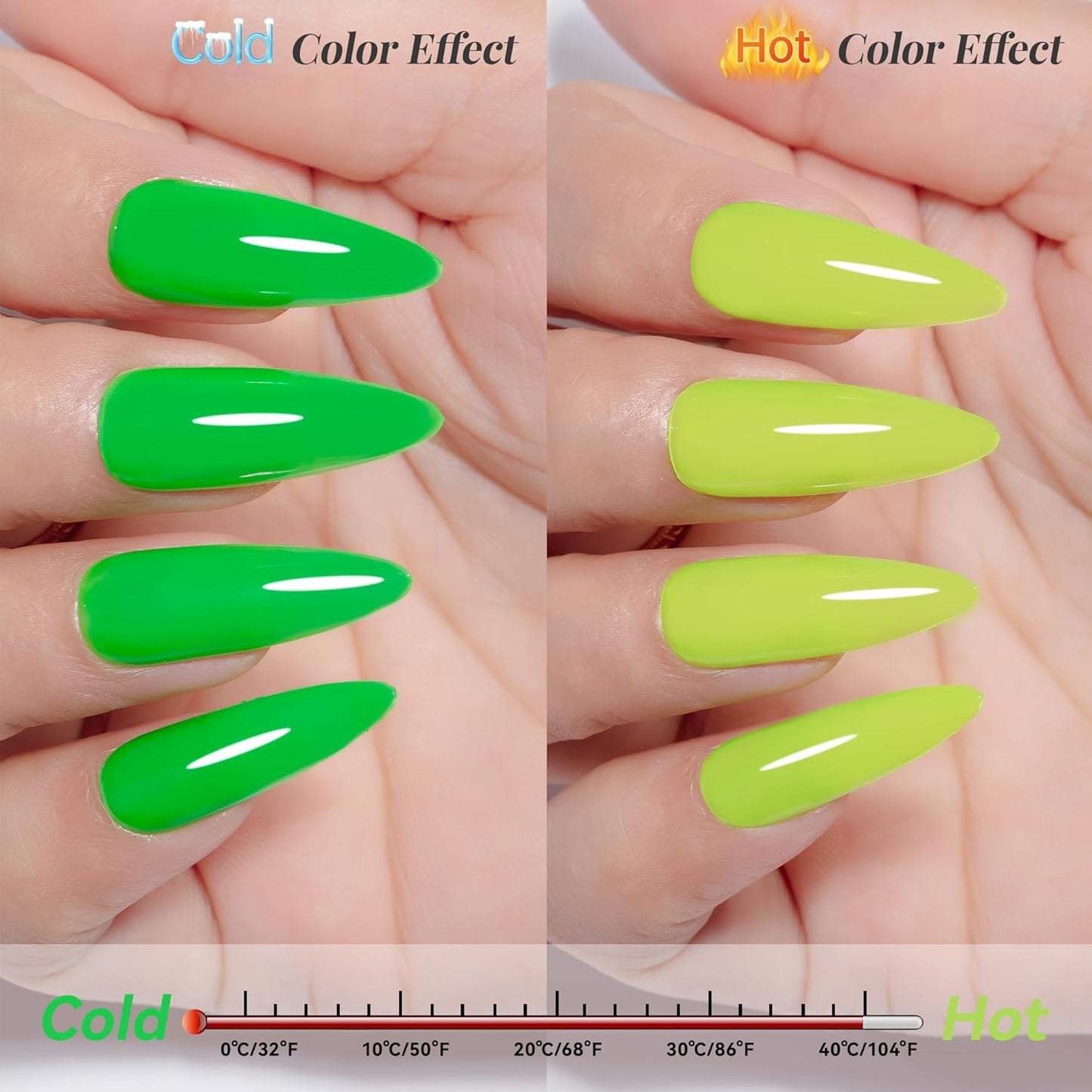 YTD Likomey Color Changing Gel Nail Polish,15ml Light Yellow To Bright Green Mood Temperature Change Colors UV Nail Varnish,Fall Winter Thermal Salon Quality UV Color Manicure Gel,HEMA Free WB433
