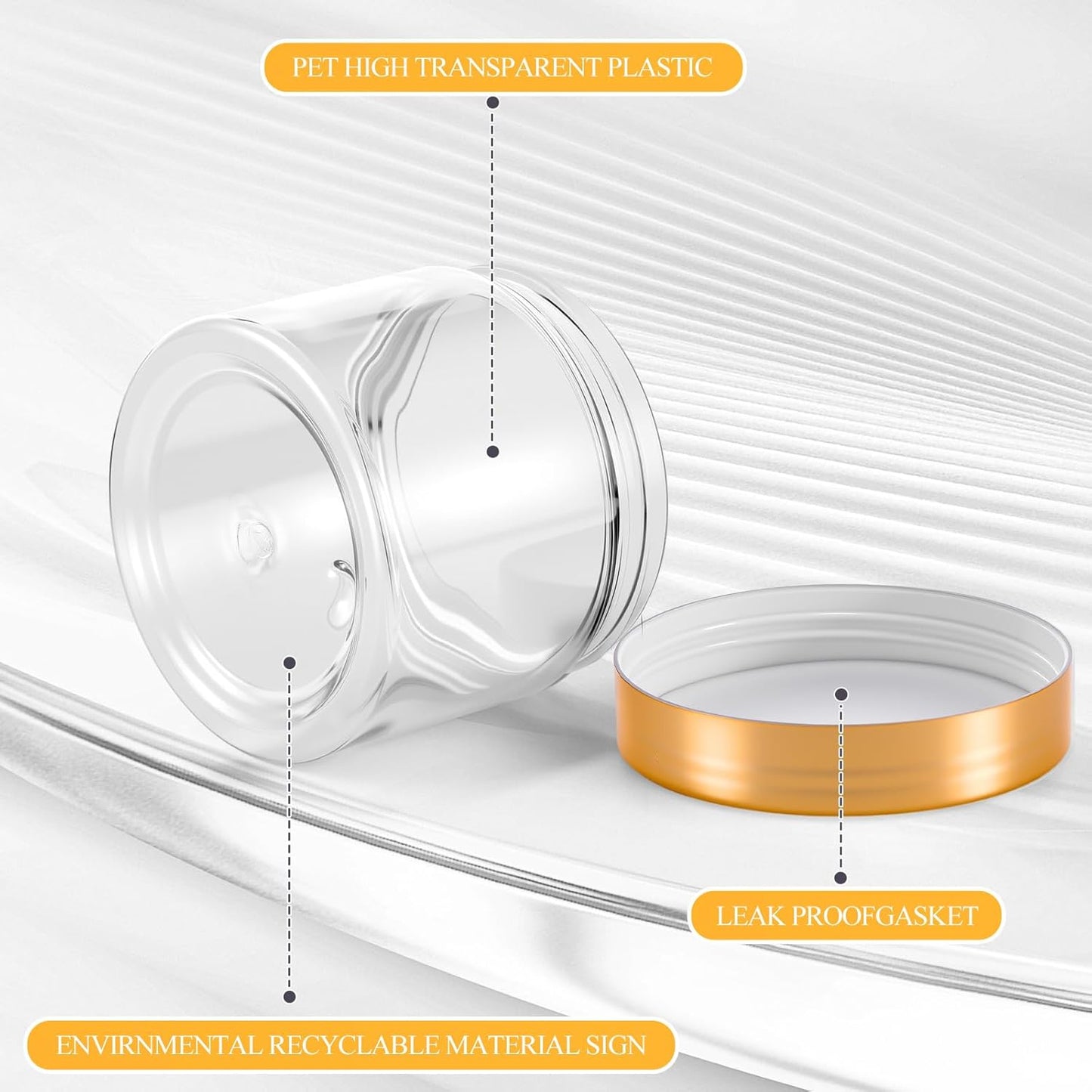 SATINIOR 36 Pieces 1 oz Plastic Jars with Lids Wide Mouth Airtight Reusable Container Acrylic Cosmetic Small Jars for Lotions Ointments Travel Toiletries Creams Make up Storage(Gold)