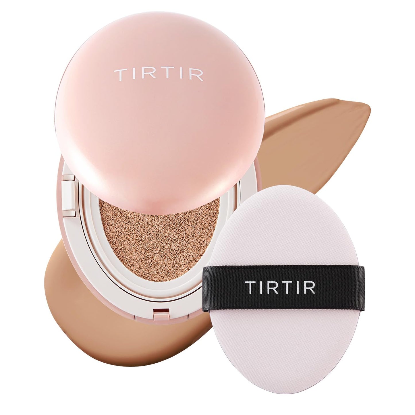 TIRTIR Mask Fit All Cover Pink Cushion Foundation | High coverage, Velvety Matte Finish, Lightweight, Flawless, Corrects Redness, Korean Cushion (#27C Cool Beige, Full Size, 0.63 Fl Oz)