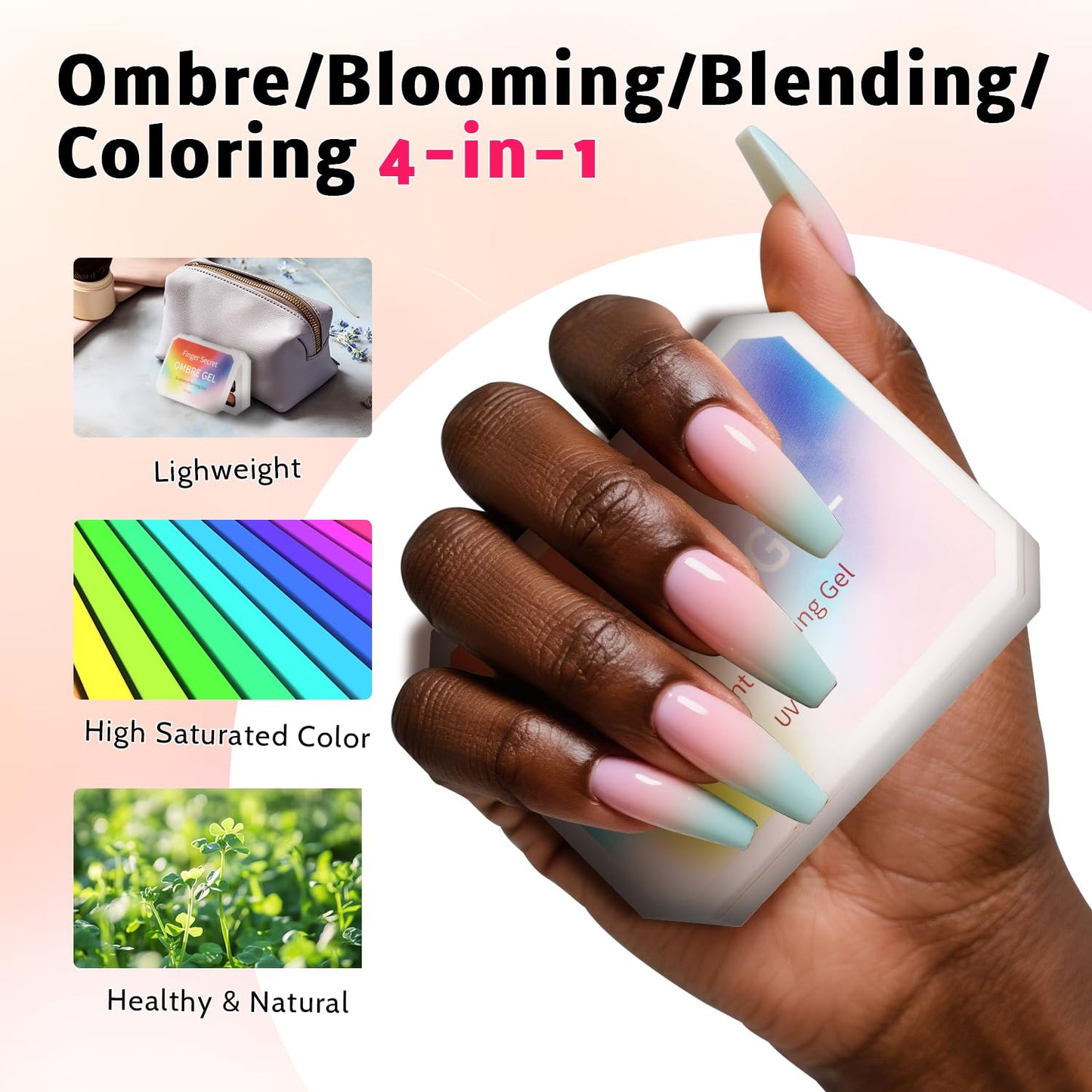 Sponge Pat Paint Nail Gel, 9 Colors Ombre Nails Gradient Gel Nail Blush Blooming Aura Nails Drawing Stripper Floral Painting Nail Art, No Wipe, UV/LED Curing (9 Colors J)