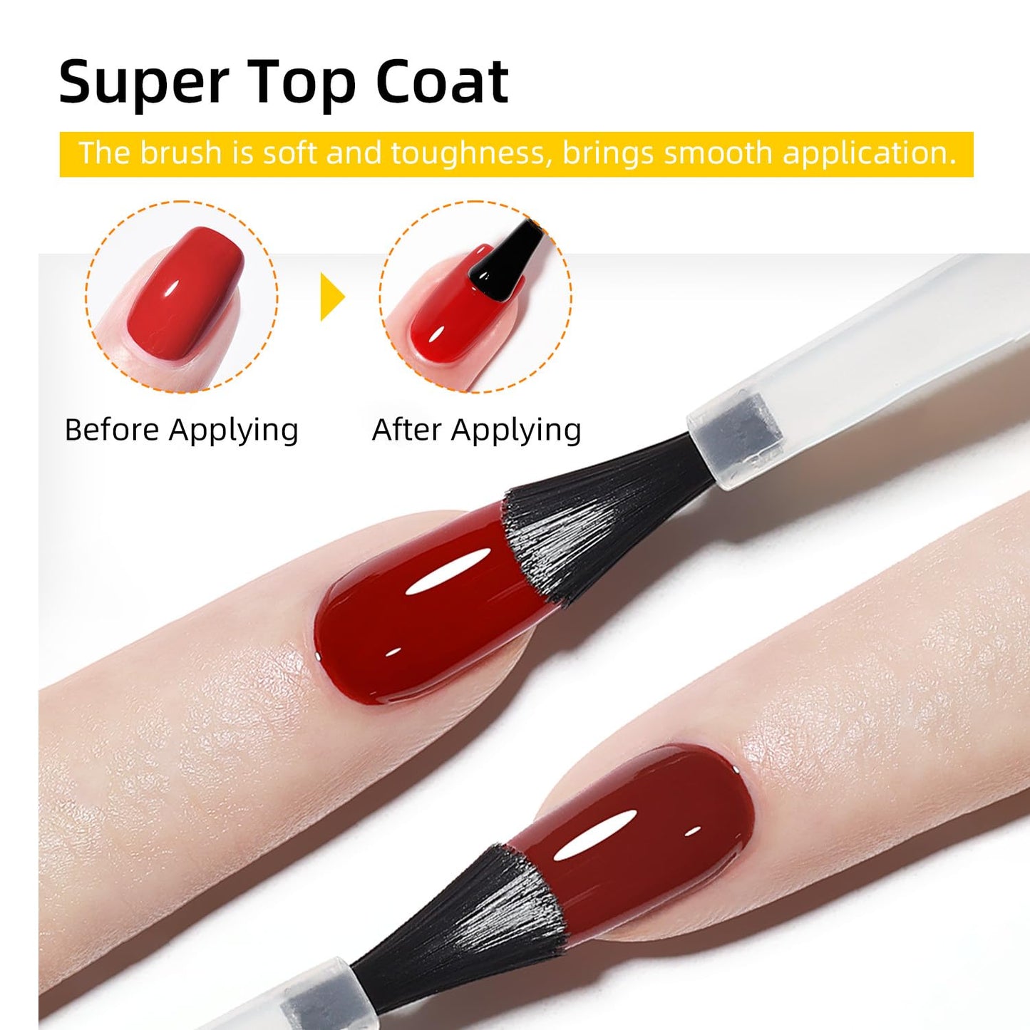 JODSONE 18ml Top Coat Gel Polish No Wipe High Gloss Shine Finish Long Lasting Gel Nail Polish Professional Manicure for Home DIY and Nail Salon