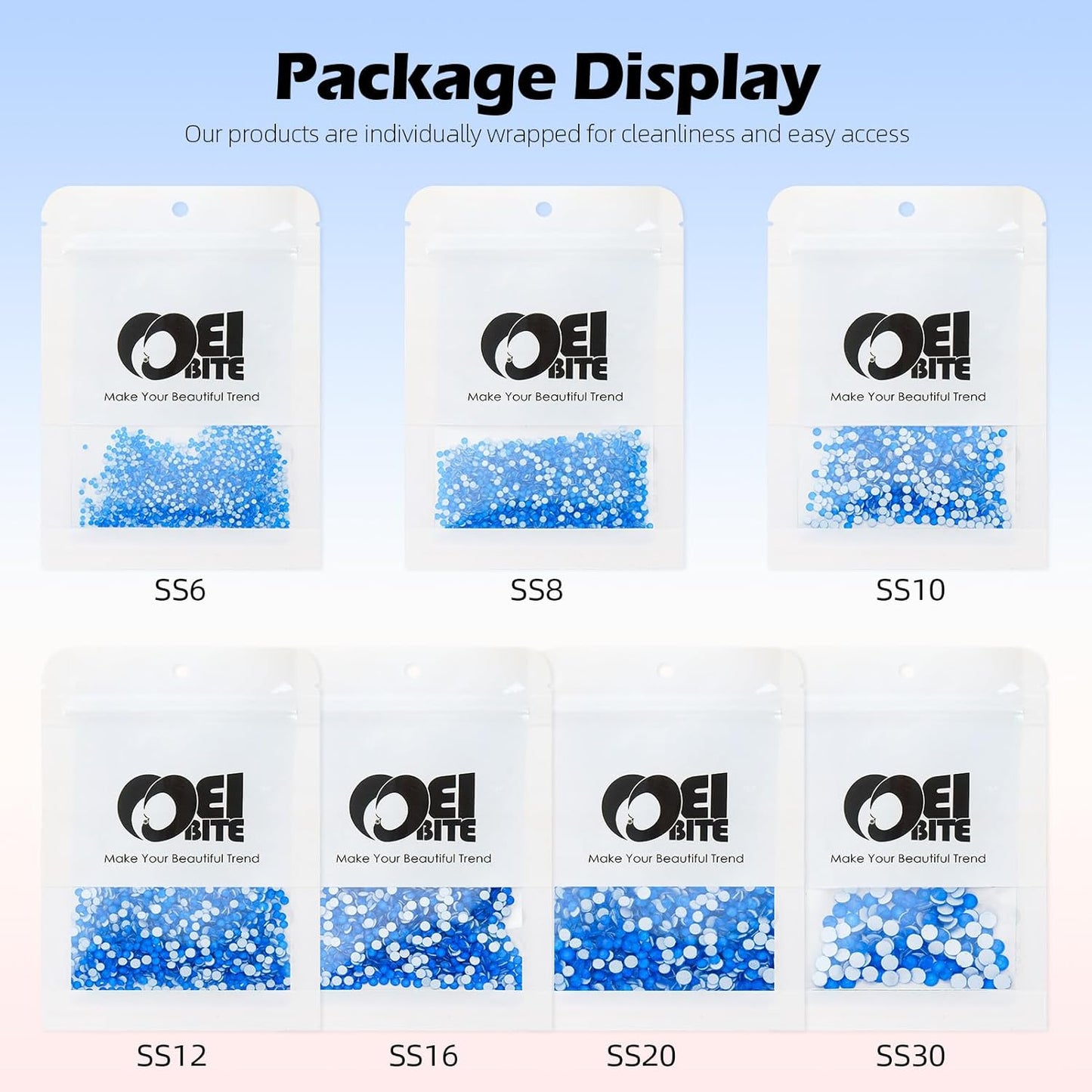 Neon Blue Flatback Rhinestones, Glass Rhinestones for Nail Art and Craft, Glue Fix, Loose Crystal Gemstones(Neon Blue, SS6, 1440pcs, 1.9-2.0mm)