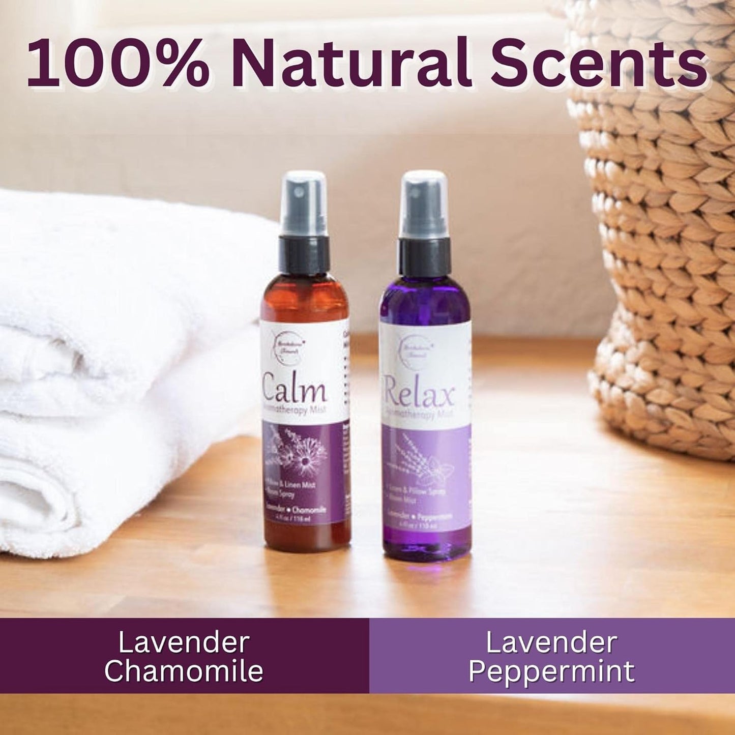 Lavender Spray Aromatherapy Mist Set of 2 – Natural Linen & Pillow Spray for Bedding, Essential Oil Room Mist with Lavender & Chamomile for relaxation & sleep by Brookethorne Naturals