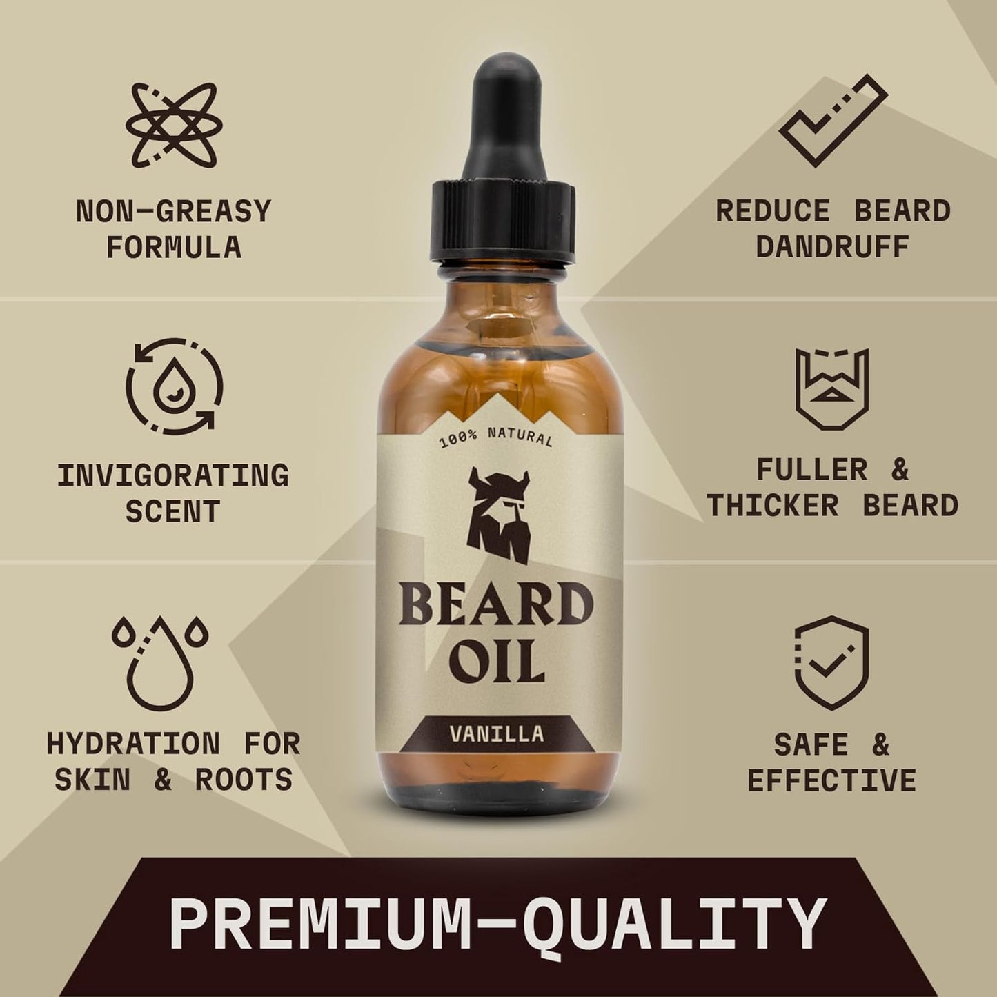Striking Viking Vanilla Beard Oil for Men - Naturally Derived Conditioner with Argan & Jojoba Oils for Softening, Moisturizing and Growth (2 Oz)