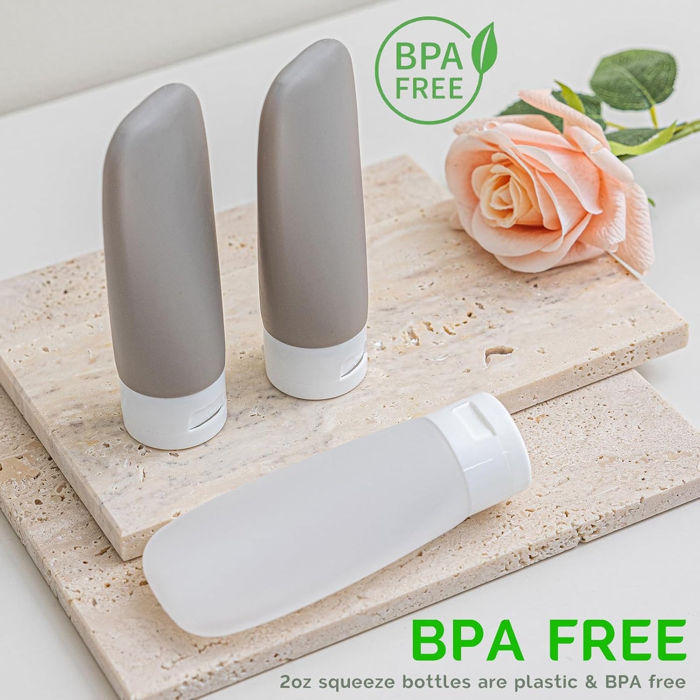 20 Pack Travel Bottles Set - TSA Approved Leak Proof Containers Kit for Toiletries - Portable Refillable Accessories for Shampoo, Conditioner, Lotion, Liquids (Black & White)