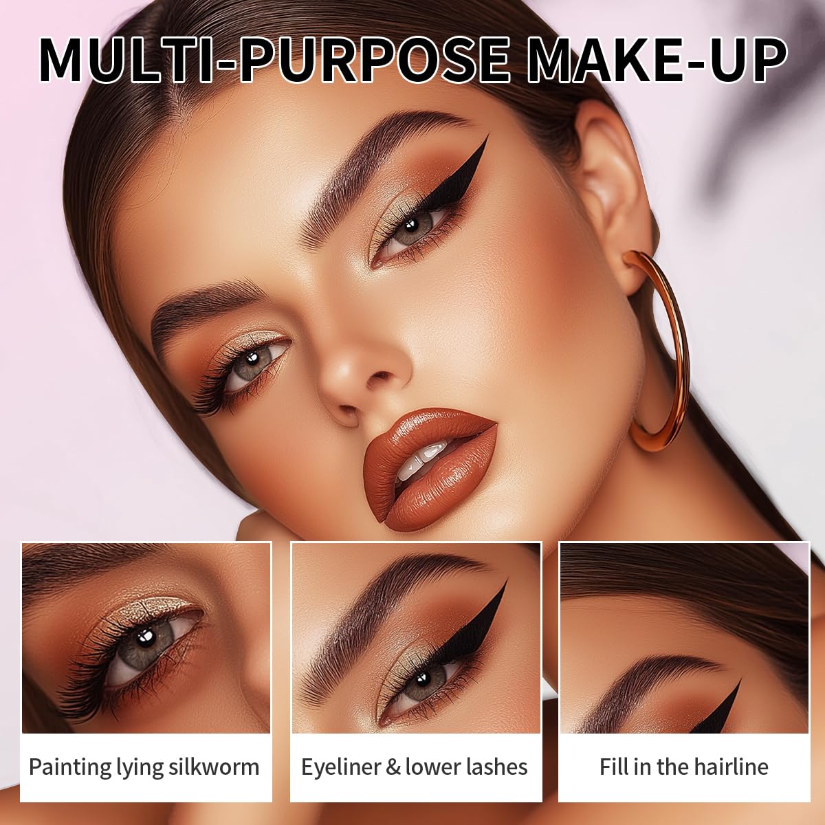 Microblading Eyebrow Pen,2-in-1 Dual-Ended Eye Brow Pencil with 2-Fork-Tip and Precise Brush-Tip, Waterproof Long Lasting Eyebrow Pen for Natural Hair-Like Brows(Brown)