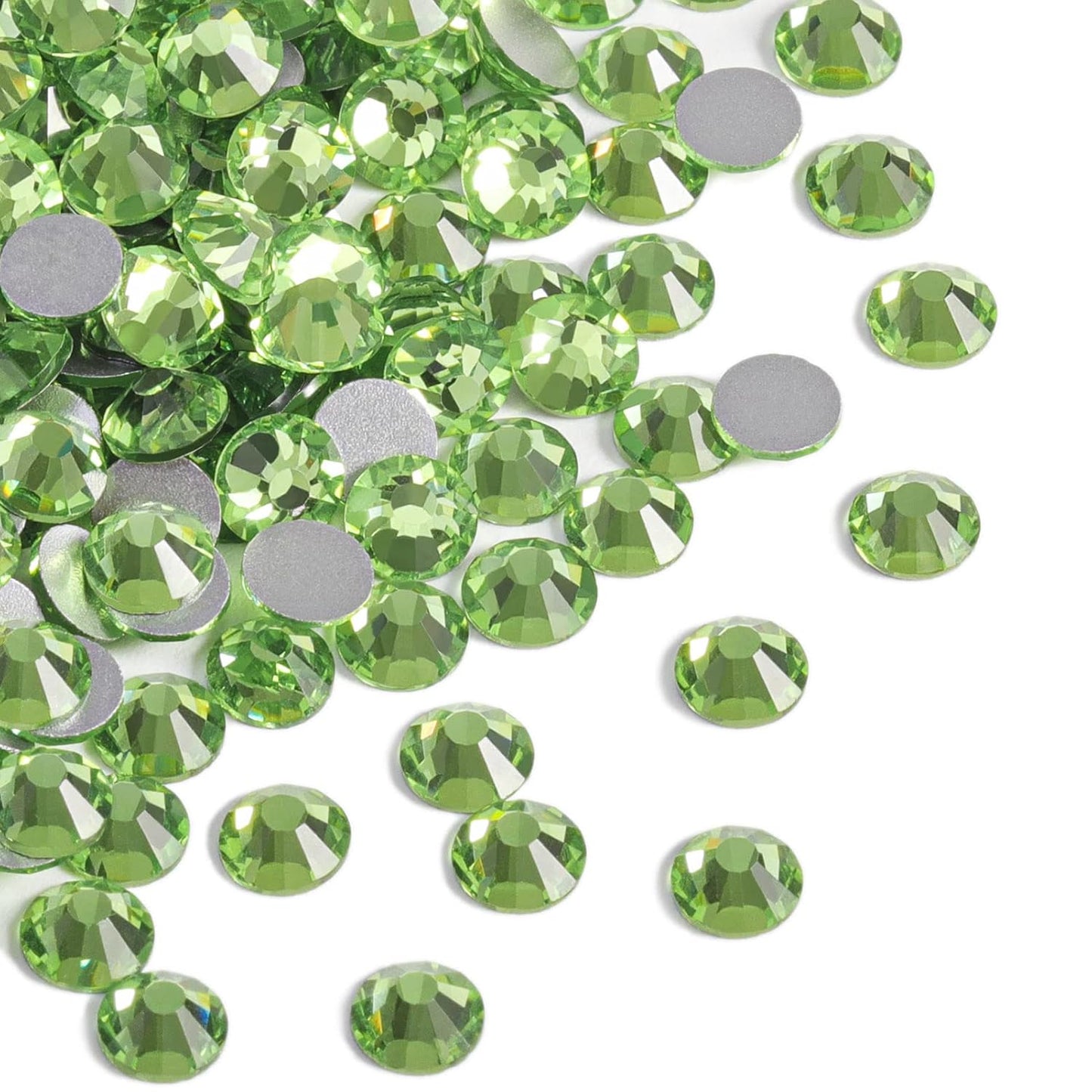 beadsland Flat Back Crystal Rhinestones Round Gems for Nail Art and Craft Glue Fix,Light Green (2.7-2.8mm) SS10/1440pcs