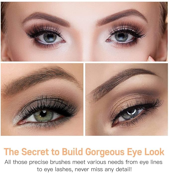 MSQ Eyeshadow Brushes 12pcs Eye Make Up Brush Set with Bag (PU Leather Pouch) Soft Synthetic Hairs for Eyeshadow, Eyebrow, Eyeliner, Blending, Best Gifts - Rose Gold