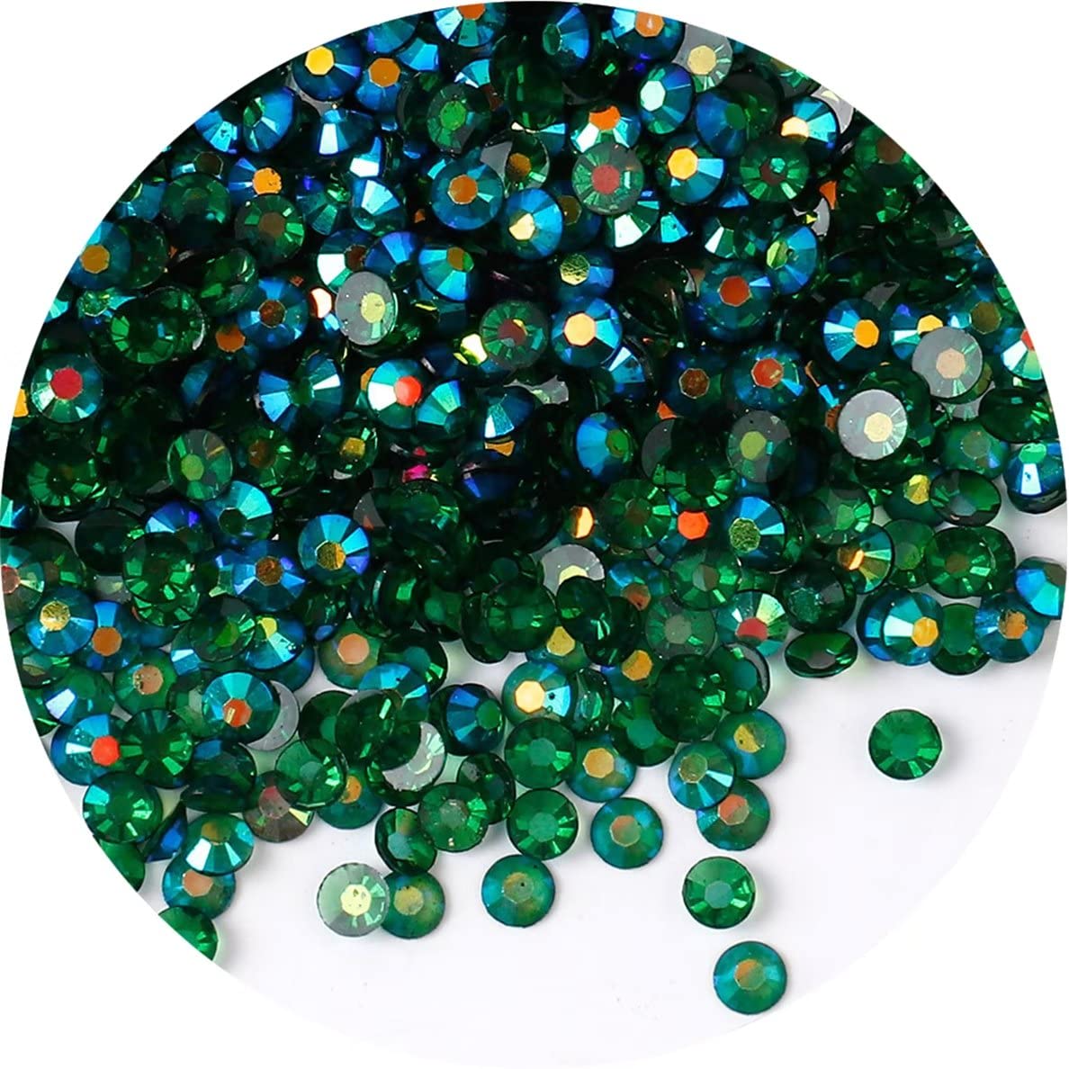 4500 Pcs SS6 2mm AB Flatback Rhinestones for Nails Art Crafts Transparent Glitter Round Gems Crystals DIY Clothes Shoes(Clear Dark Green AB)