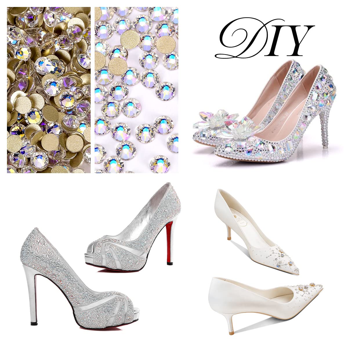 Novani Moon Night Rhinestones 1440pcs Flat Back Round Rhinestone Style 2088 Sparkly Crystal Gemstones for Nail Art and Crafting SS20,4.6-4.8mm