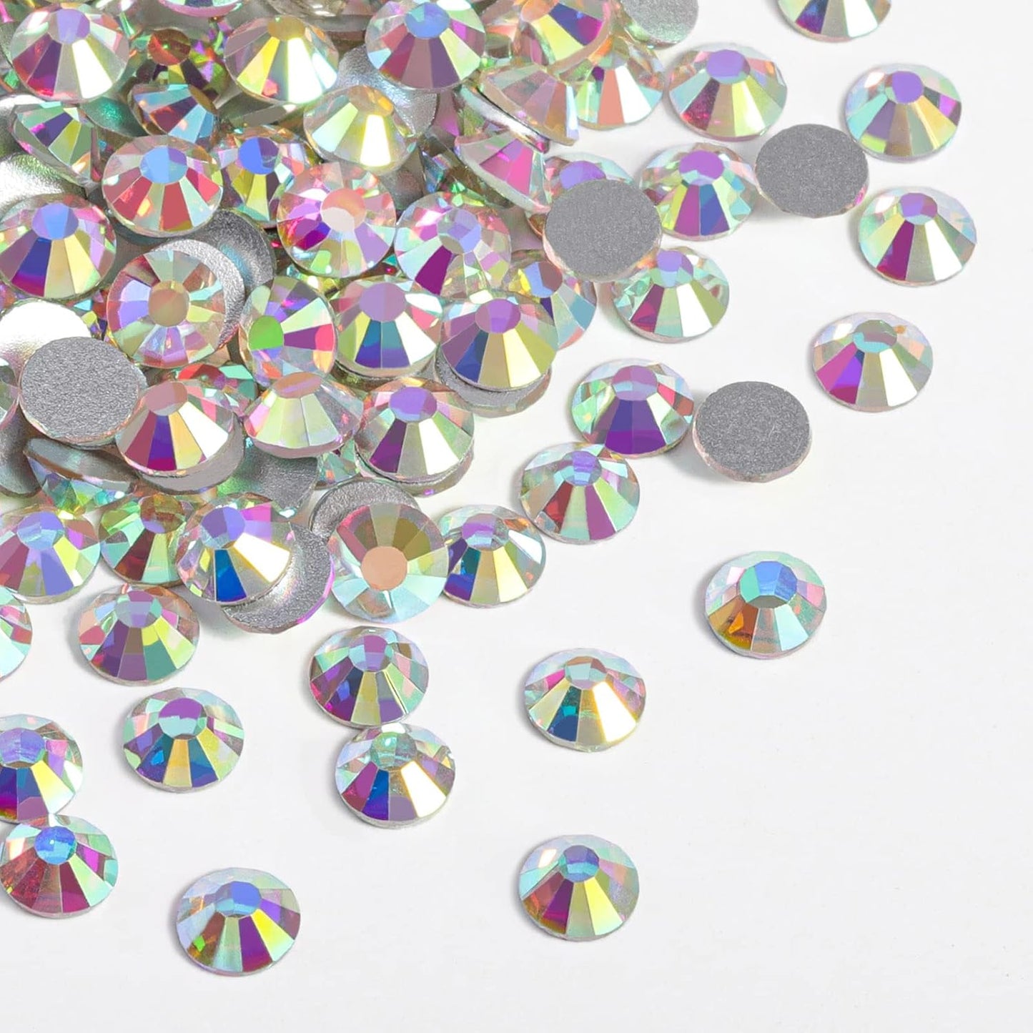 beadsland Flat Back Crystal Rhinestones Round Gems for Nail Art and Craft Glue Fix, CrystalAB (1.3-1.4mm) SS3/1440pcs