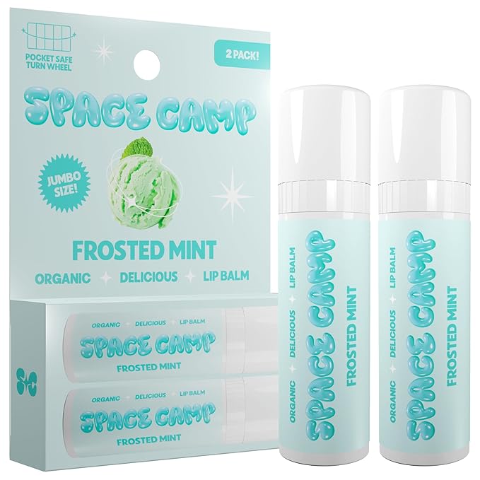 Wellness Jumbo Lip Balm - Frosted Mint Organic Flavored Balm (2 Pack)