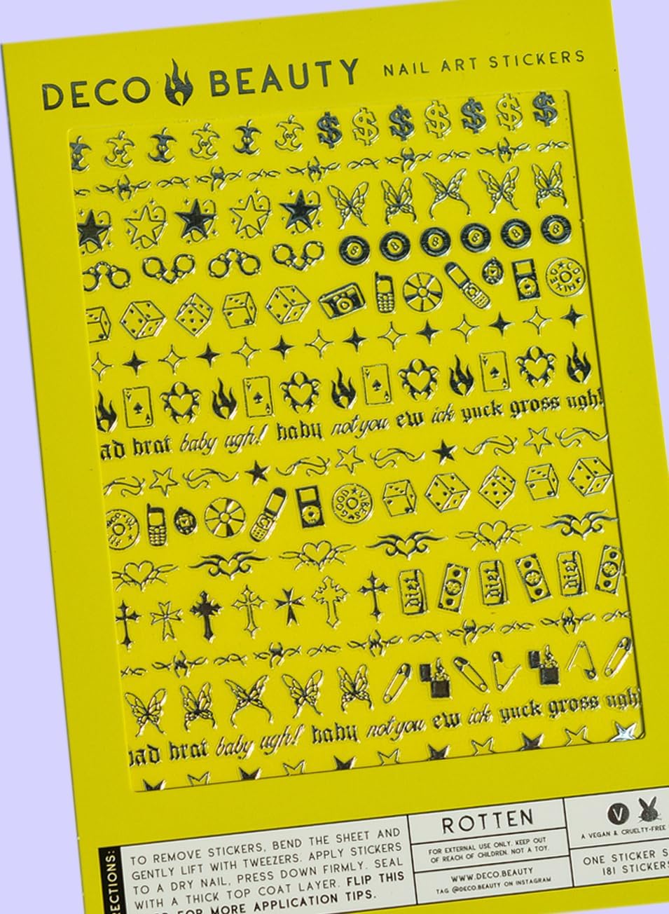 Rotten Nail Stickers - Lightweight & Easy-to-Apply Nail Art with Cute & Trendy Designs - Durable & Long-Lasting Nail Stickers for Women, Ideal for DIY Manicures