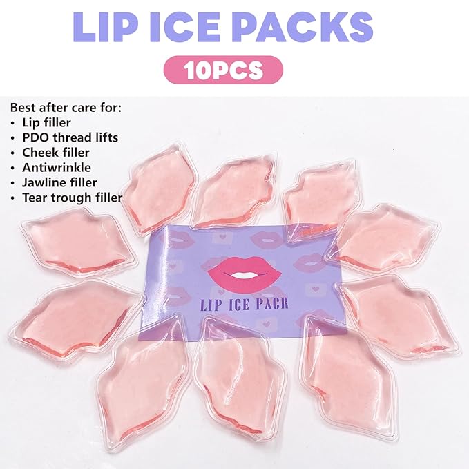 Lip Ice Pack for Cosmetic (10 PCS)，Ice Pack After lip ice treatment, reusable ice pack lip shape ice pack to relieve pain and relax lips, anti-aging lip care ice pack to reduce lip swelling