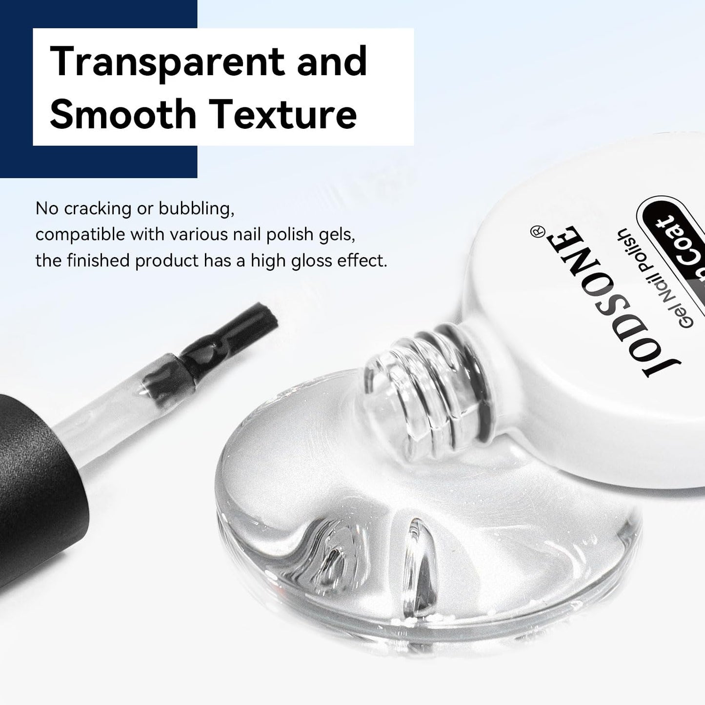 JODSONE 16.5ml Gel Top Coat No Wipe Clear Glossy Shine Finish Long Lasting No Soak Off Nail and Need U V Lamp Cured for Salon DIY Nail Art Design