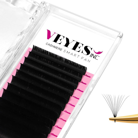 VEYES INC Cashmere Smart Fan Lash Extensions 0.03 0.05 0.07 C/CC/D Curl 8-20mm Mixed & Single Length, Super Matte Black Volume Lashes, Professional Supplies for Lash Techs (0.05 CC 13mm)
