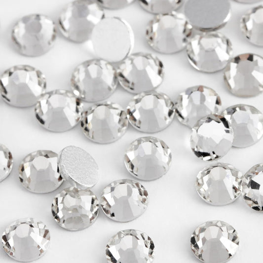 2000PCS SS12 Flatback Rhinestones | 12-Facet Diamond-Cut Glass Gems for Nail Art, Clothing, DIY Crafts |Glue-On Decoration Stones with Silver Backing(Crystal)