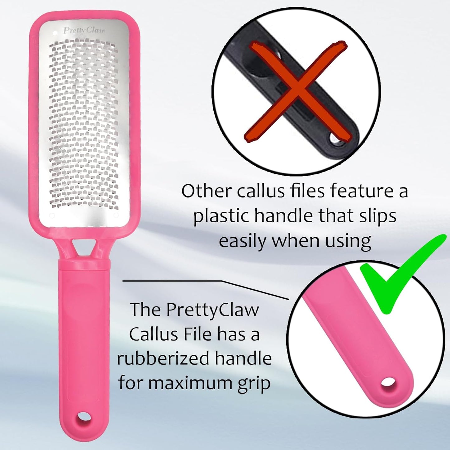 PrettyClaw | Foot File Callus Remover for Feet Care Pedicure Professional Foot File Filing Rasp Scrubber Tool Removes Dead Skin Salon and Spa Quality Pink