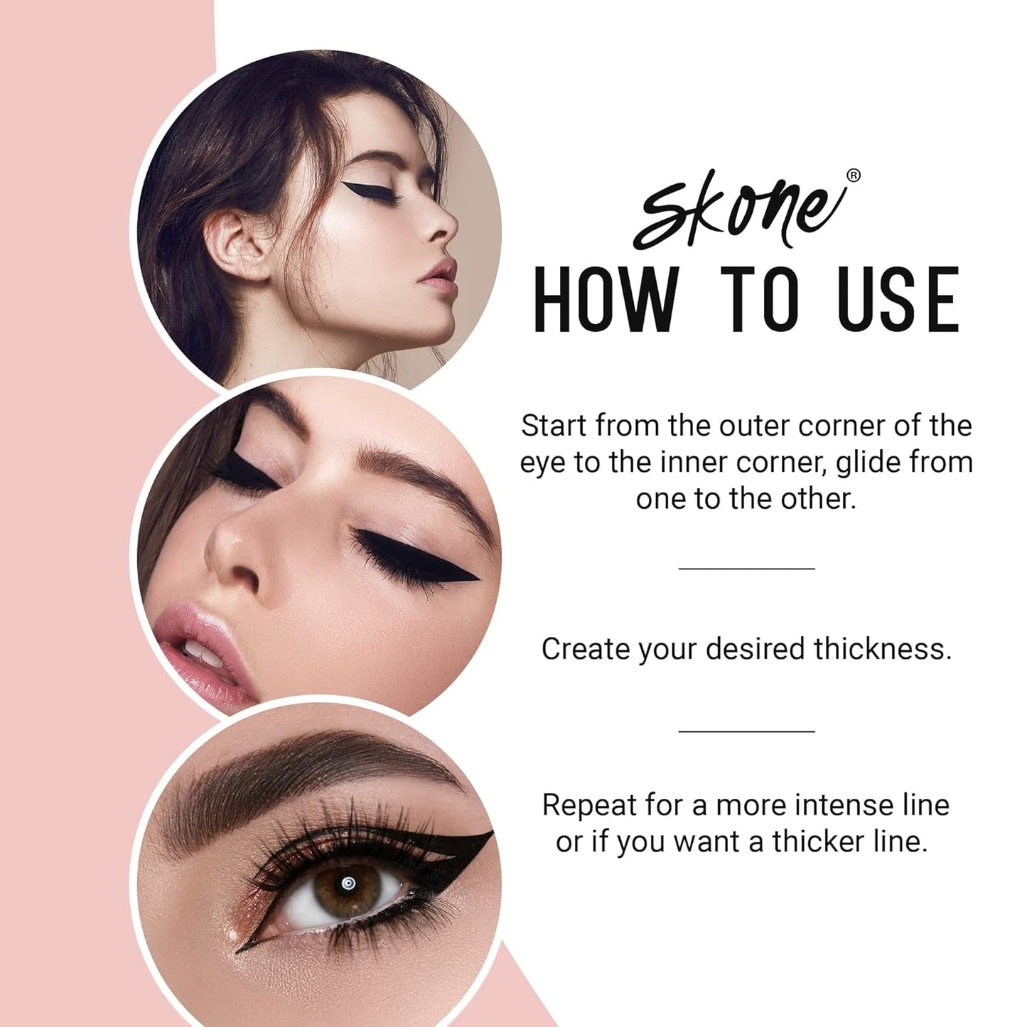 Skone Waterproof Liquid Eyeliner - Long Lasting & Smudge Proof - Insanely Intense Tattooed Eyeliner Pen with Felt Tip Applicator - Jet Black (0.07oz)