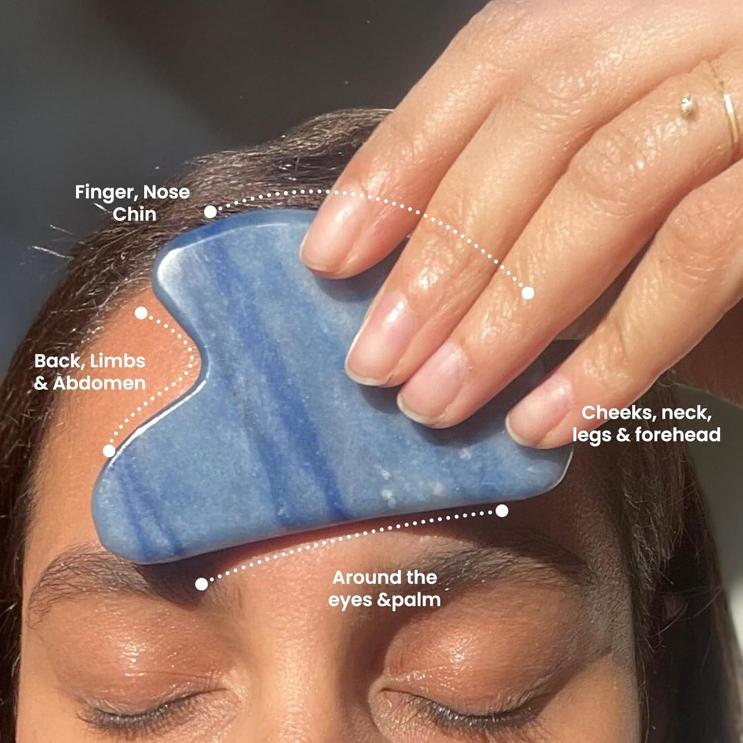 Gua Sha Facial Tools & Face Roller by ROSELYNBOUTIQUE Original Face Massager for Puffiness Wrinkless Skin Care Routine - Self Care Gift for Men Women (Blue Aventurine)