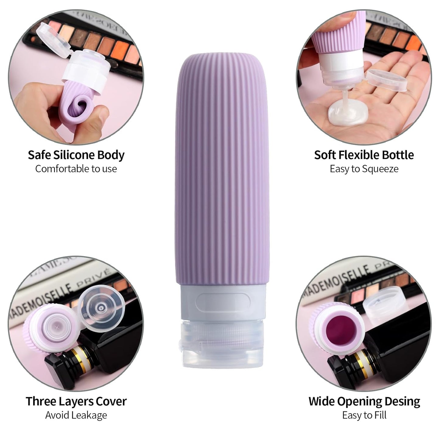 16 Pack Travel Bottles for Toiletries, Large 6oz Silicone Travel Containers jar for Toiletries, Leak Proof Refillable Liquid Shampoo And Conditioner Travel Essentials toiletry Bottles