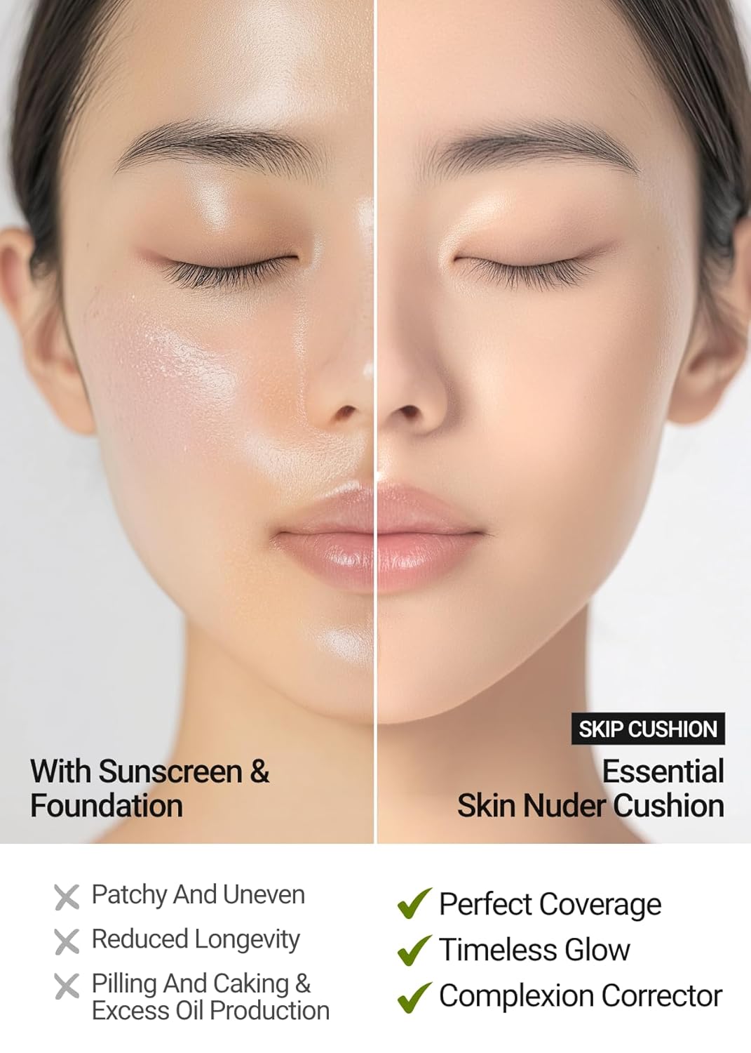 [JUNGSAEMMOOL OFFICIAL] Essential Skin Nuder Cushion (04 N Light) | Refill Included | Natural Finish | SPF50 Broad Spectrum | Makeup Artist Brand