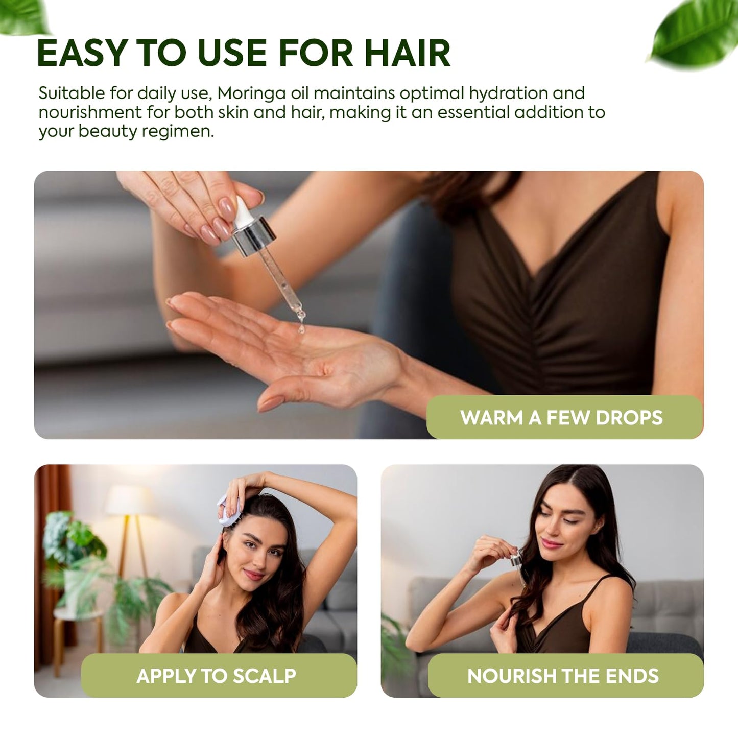 Moringa Miracle Oil | FBA Approved | 100% Pure & Cold-Pressed | Deeply Hydrating Oil for Hair & Skin with Natural Nutrient-Rich Hair Butter for Strength & Shine | 2.02oz (60ml)