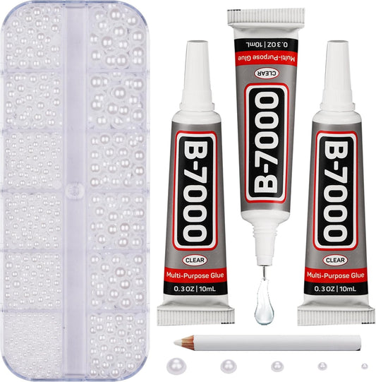 5000Pcs Flatback Pearls for Crafting Bedazzling, White Mix 2/3/4/5/6mm Half Pearl Beads Flat Back for Crafts Clothing Tumbler Shoes Scrapbooking Charms Wedding Gown Glasses Boots with B7000 Glue