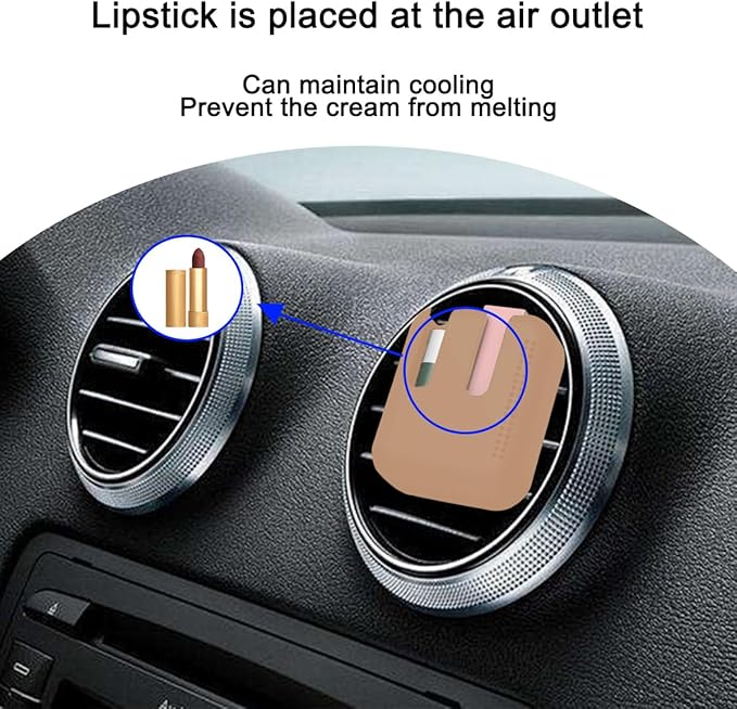 Holder for Car Air Vent, Upright Washable Lip Balm Protector for Women Girls, Auto Interior Space Saving Accessories, Universal for Vehicle, Truck and More（Brown）
