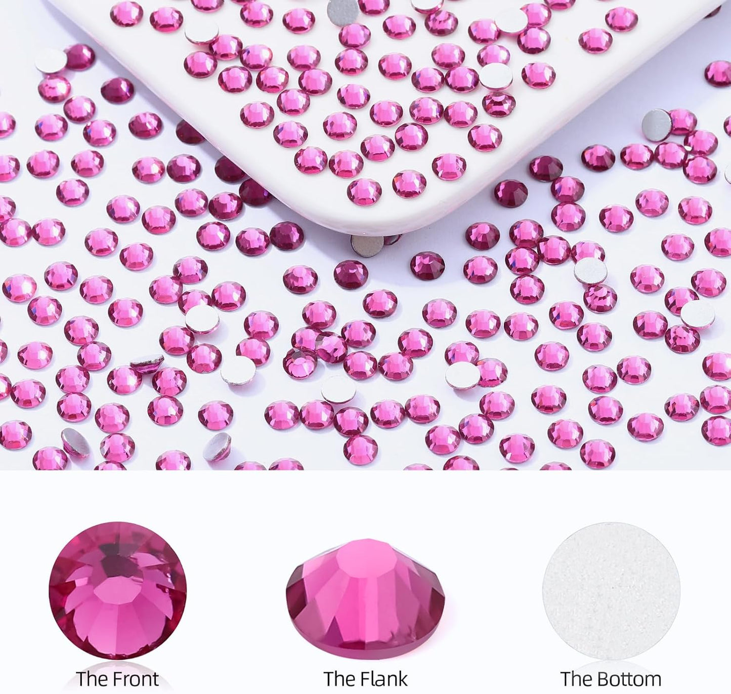 Fuchsia Flatback Rhinestones, Glass Rhinestones for Nail Art and Craft, Glue Fix, Loose Crystal Gemstones(Fuchsia, SS30, 288pcs, 6.4-6.6mm)