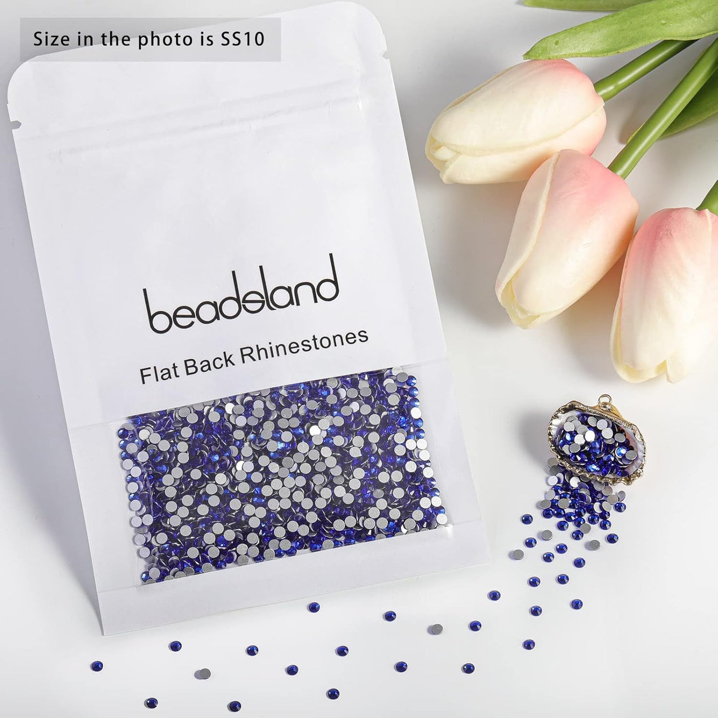 Beadsland 1440 Piece Flat Back Crystal Rhinestones Round Gems, Sapphire(SS10(2.7-2.8mm))
