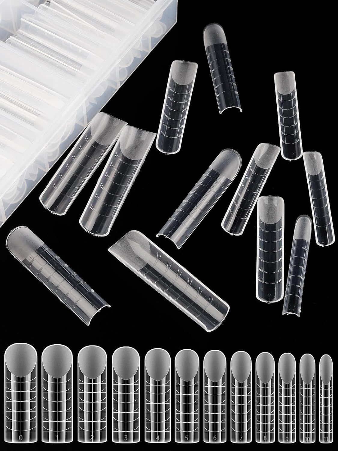 EBANKU 120PCS Dual Nail Forms Matte Poly Gel Nail Molds Square Full Cover Coffin Nail Tips Extension Forms 12 Sizes for Toenail Manicure Nail Art Design Salon&DIY