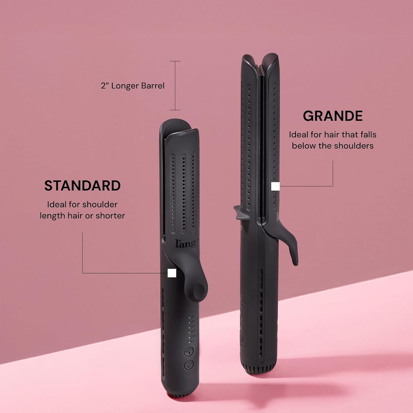 L'ANGE HAIR Le Duo Standard 360° Airflow Styler | 2-in-1 Curling Wand & Titanium Flat Iron Hair Straightener | Professional Hair Curler with Cooling Air Vents | Dual Voltage & Adjustable Temp (Black)