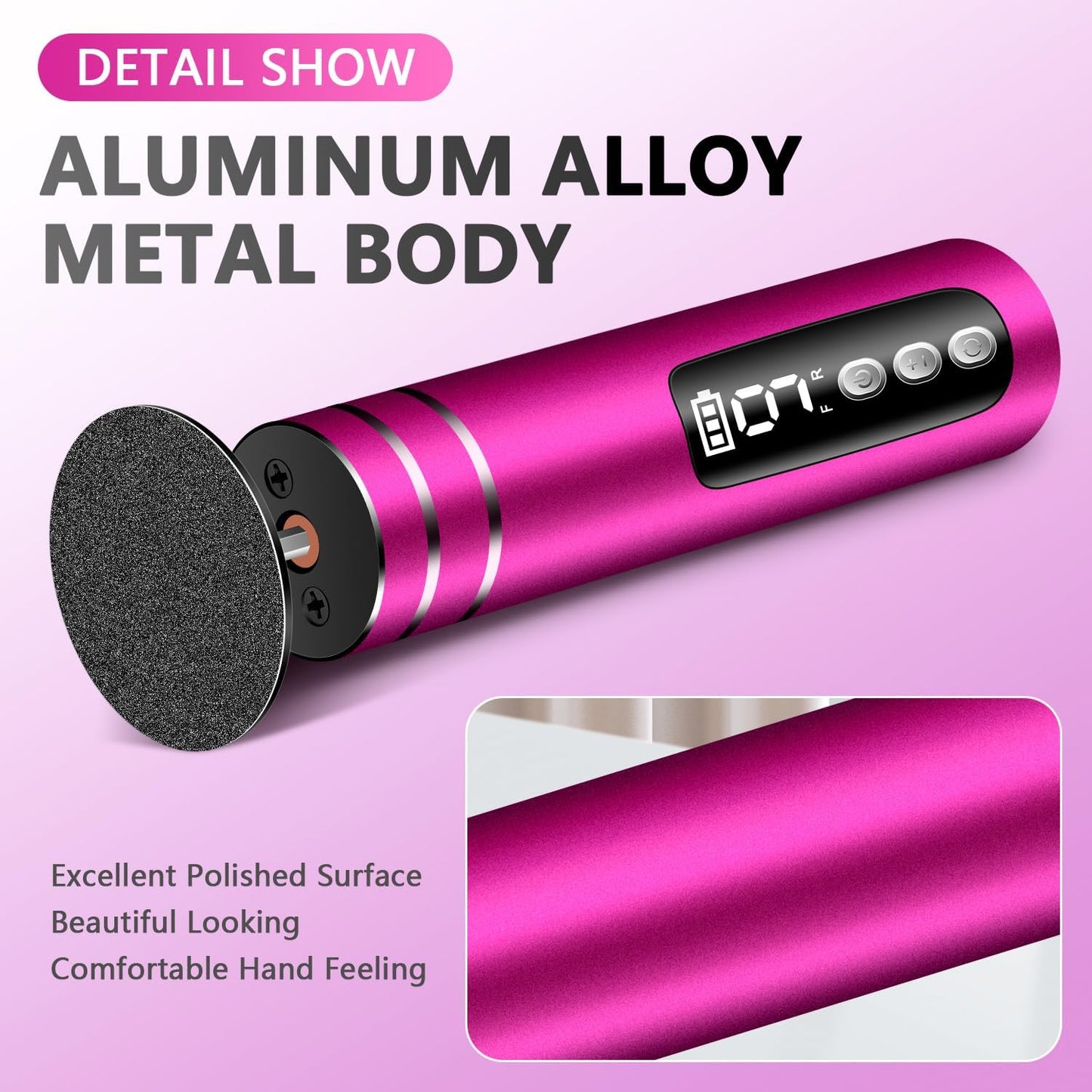 EAONE Portable Electric Foot File-Callus Remover for Feet, Professional 2 in 1 Foot/Nail Filer -Digital Display for Battery Level & 9 Speed Control-Rechargeable Pedicure Tool for Dead Skin (Black)