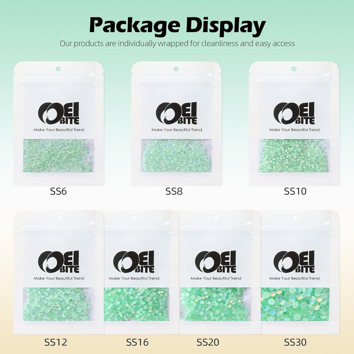 F Light Green Flatback Rhinestones, Glass Rhinestones for Nail Art and Craft, Glue Fix, Loose Crystal Gemstones(F Light Green, SS12, 1440pcs, 2.9-3.0mm)